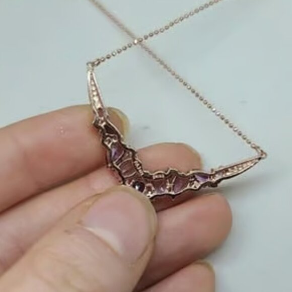 14k Rose Gold  Silver Amethyst & White Sapphire Necklace $225 New with gift box - Picture 4 of 7